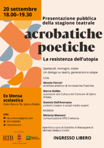 "Acrobatiche poetiche", stagione 2026 1 Presentazione 20Settembre SpinodAdda 1